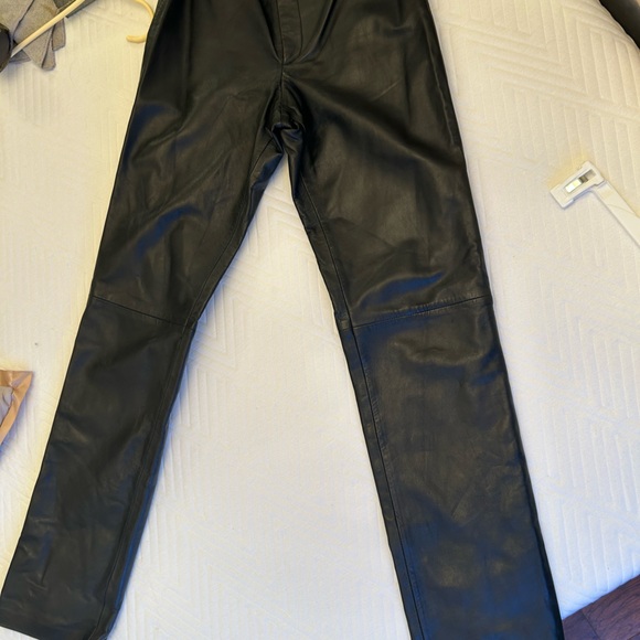 Black genuine leather pants - Picture 3 of 5